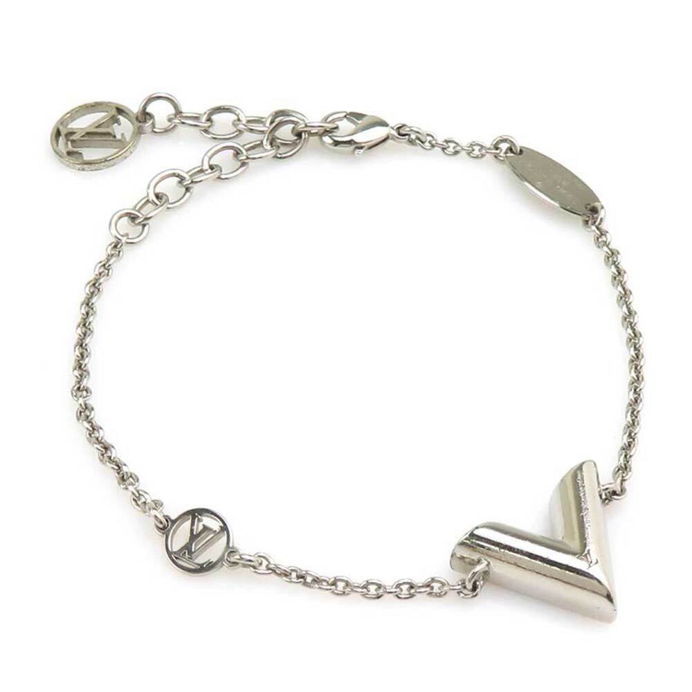 Louis Vuitton Essential V Metal Bracelet, Silver, Women's, M63198 r11406i